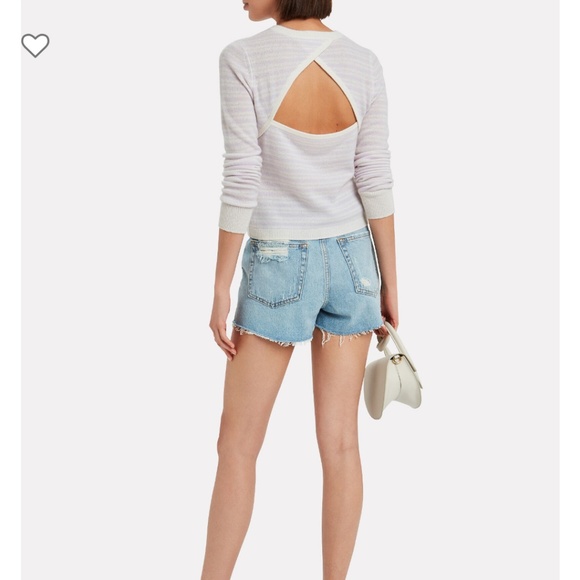 Intermix Cashmere Striped Cut Out Back Sweater - Picture 7 of 8